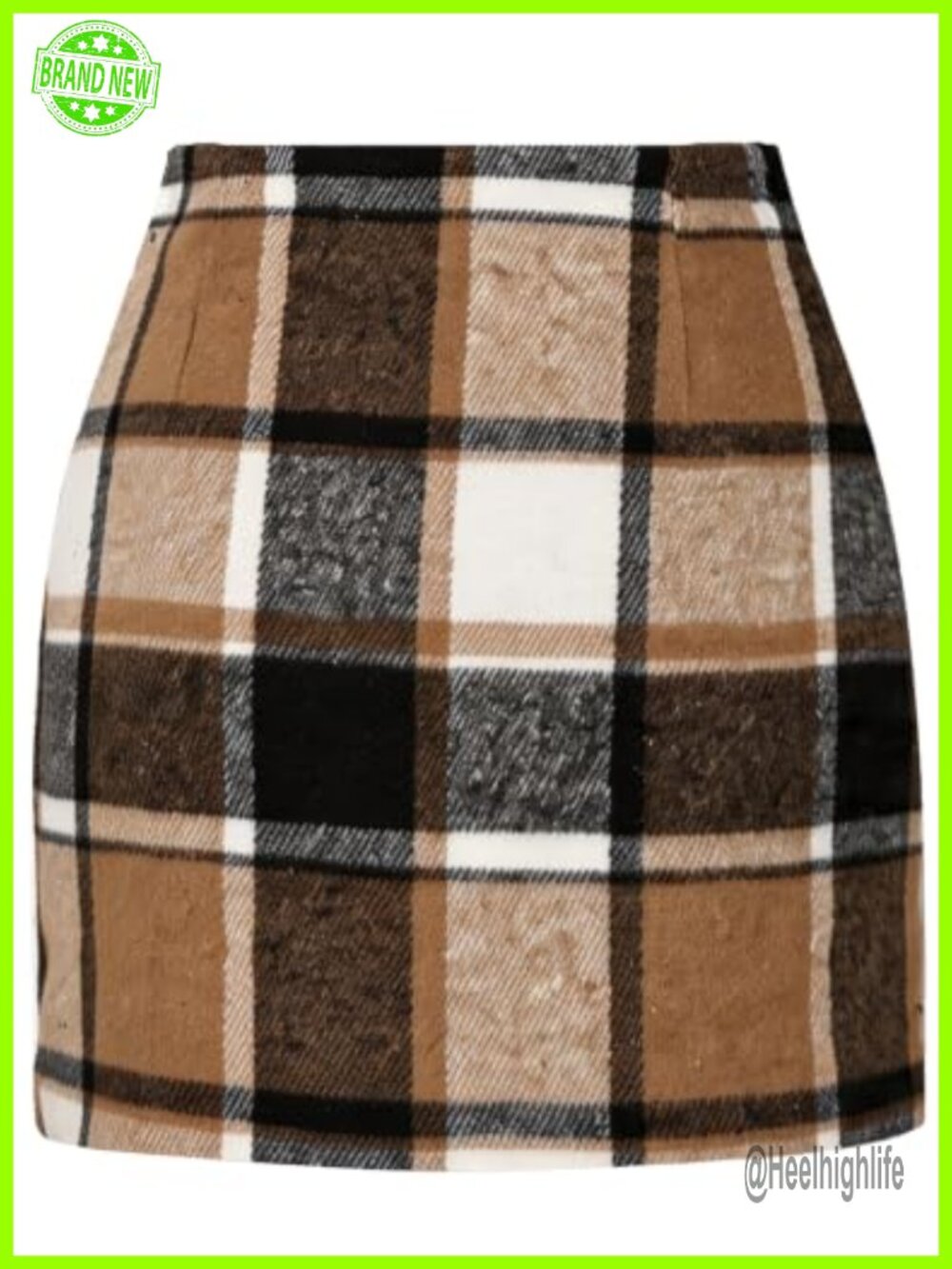 Plaid High Waisted Mini Pencil Skirt